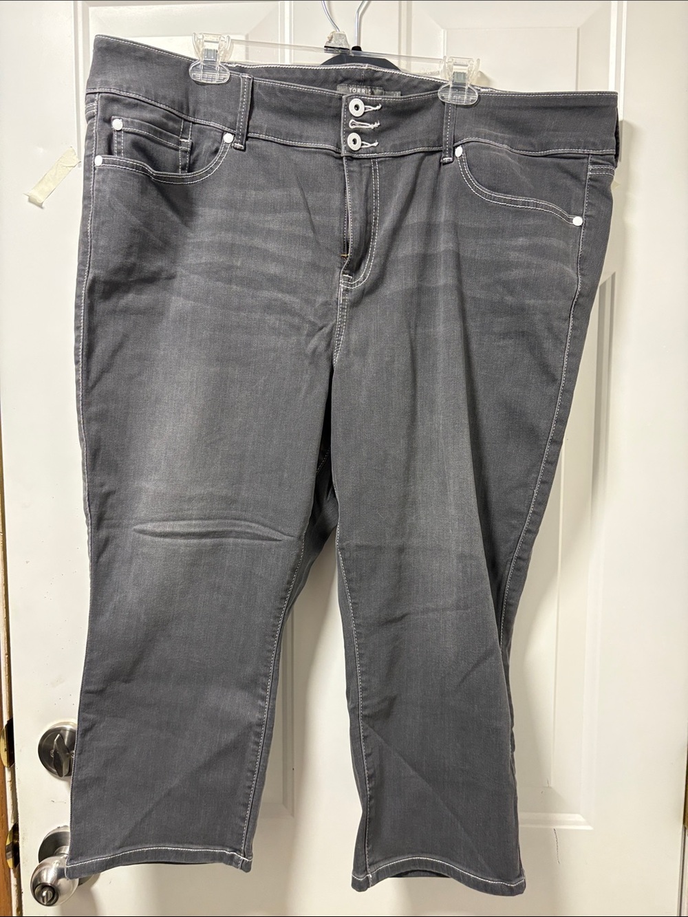 torrid Gray Washed Ankle Jeans with Triple-Button Front